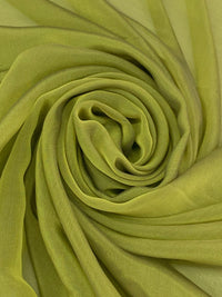 Avocado Green 100% Silk Iridescent Chiffon 44W