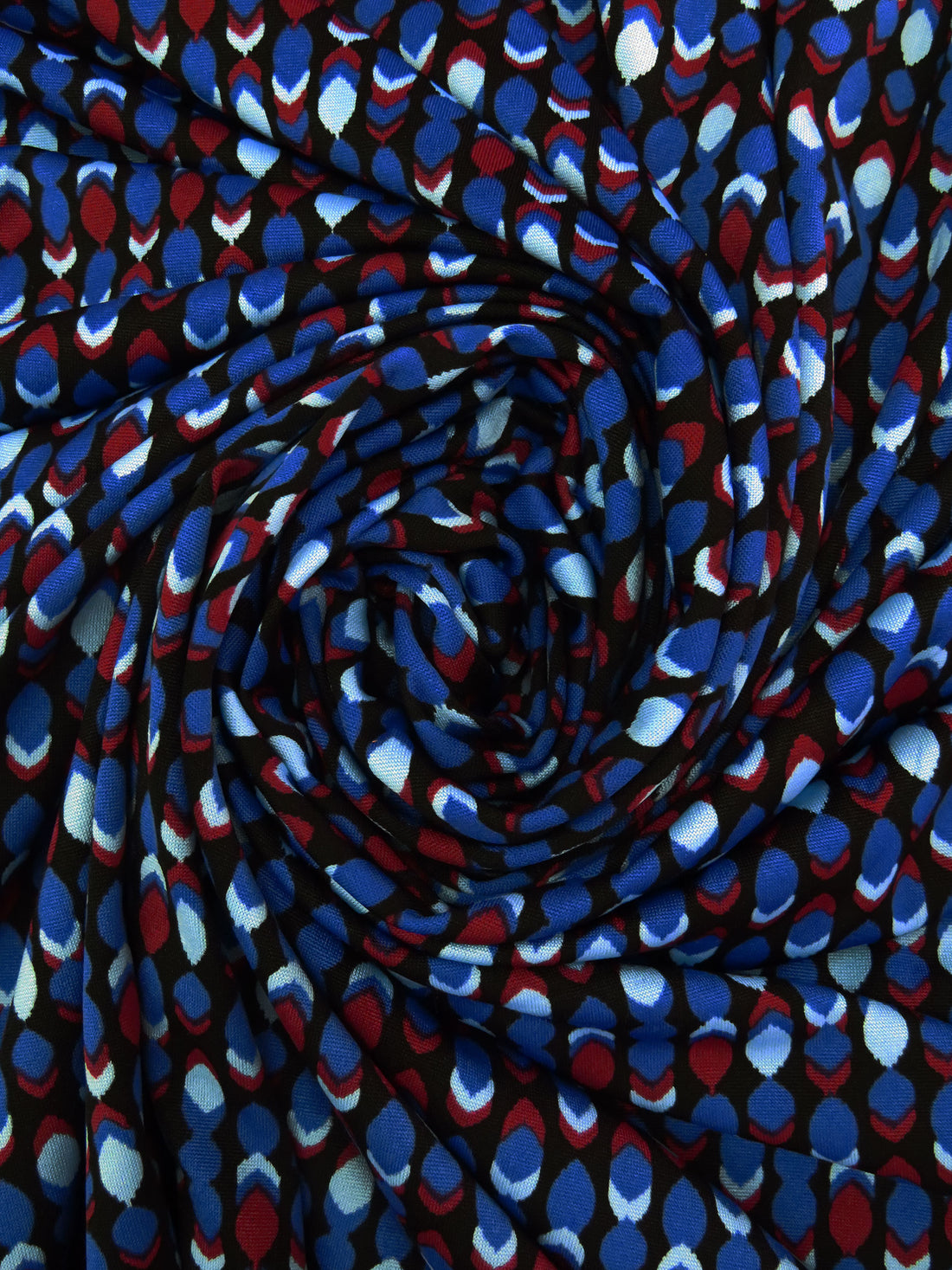 Dark Burgundy/Black/Dark Cornflower/Cloudy Blue Polyester/Lycra Abstract Dot Print DTY Knit 58W