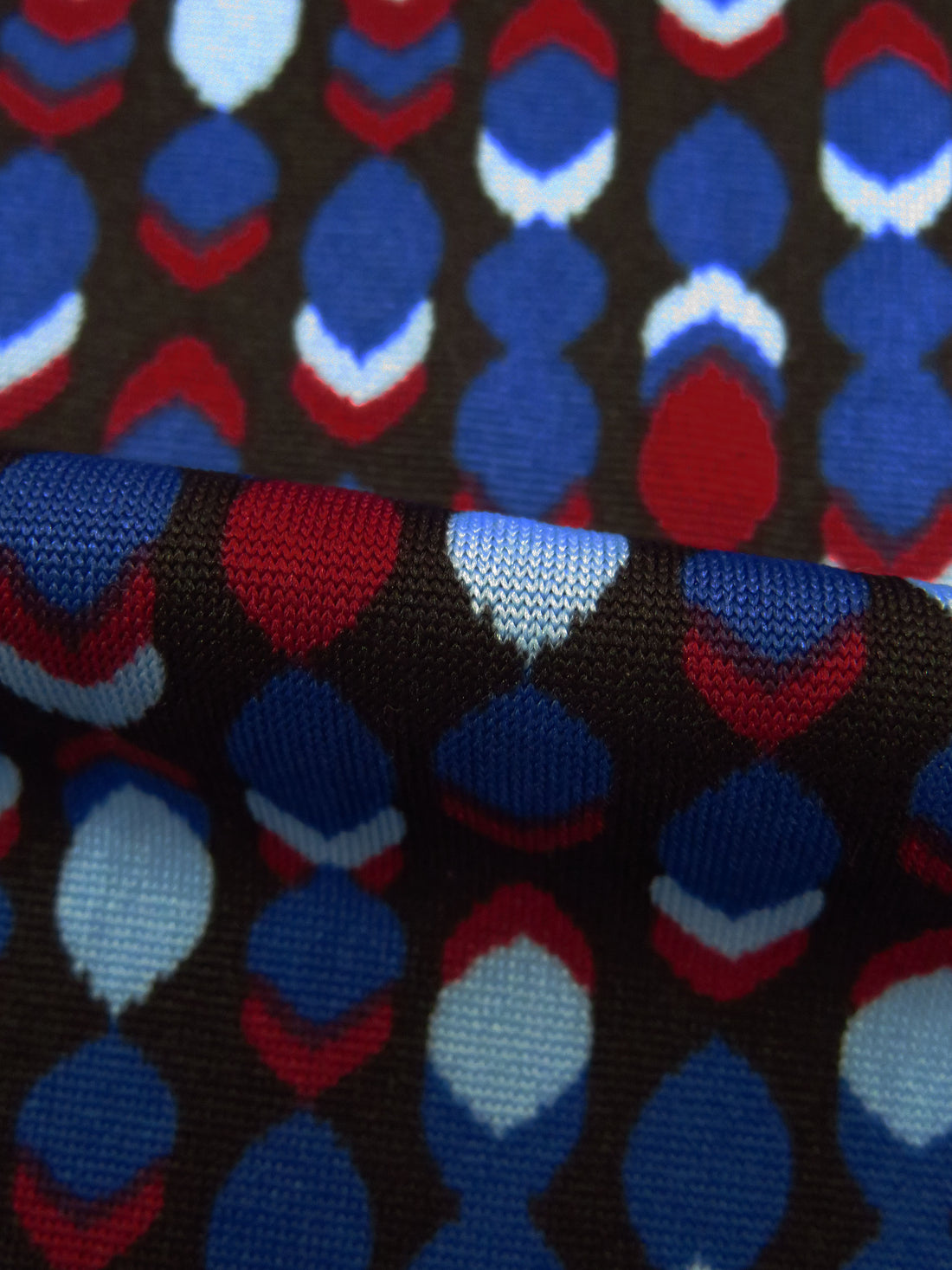 Dark Burgundy/Black/Dark Cornflower/Cloudy Blue Polyester/Lycra Abstract Dot Print DTY Knit 58W