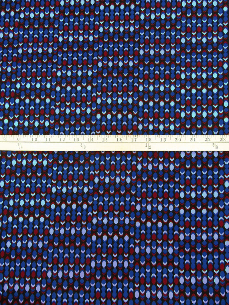 Dark Burgundy/Black/Dark Cornflower/Cloudy Blue Polyester/Lycra Abstract Dot Print DTY Knit 58W