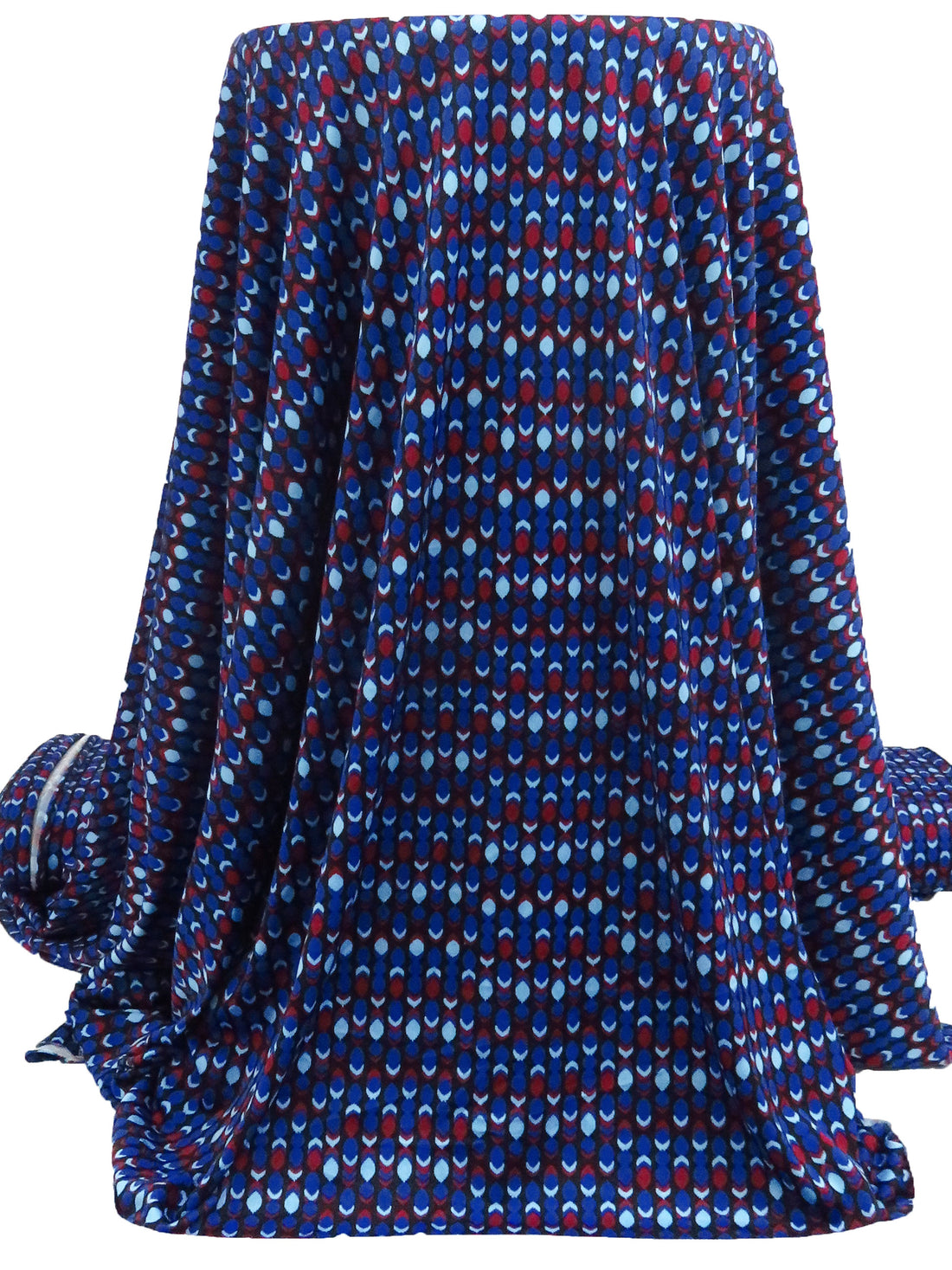 Dark Burgundy/Black/Dark Cornflower/Cloudy Blue Polyester/Lycra Abstract Dot Print DTY Knit 58W