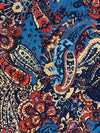 Steel Blue/Firebrick/Navy/Multi Polyester/Lycra Abstract Paisley Floral Print DTY Knit 57W