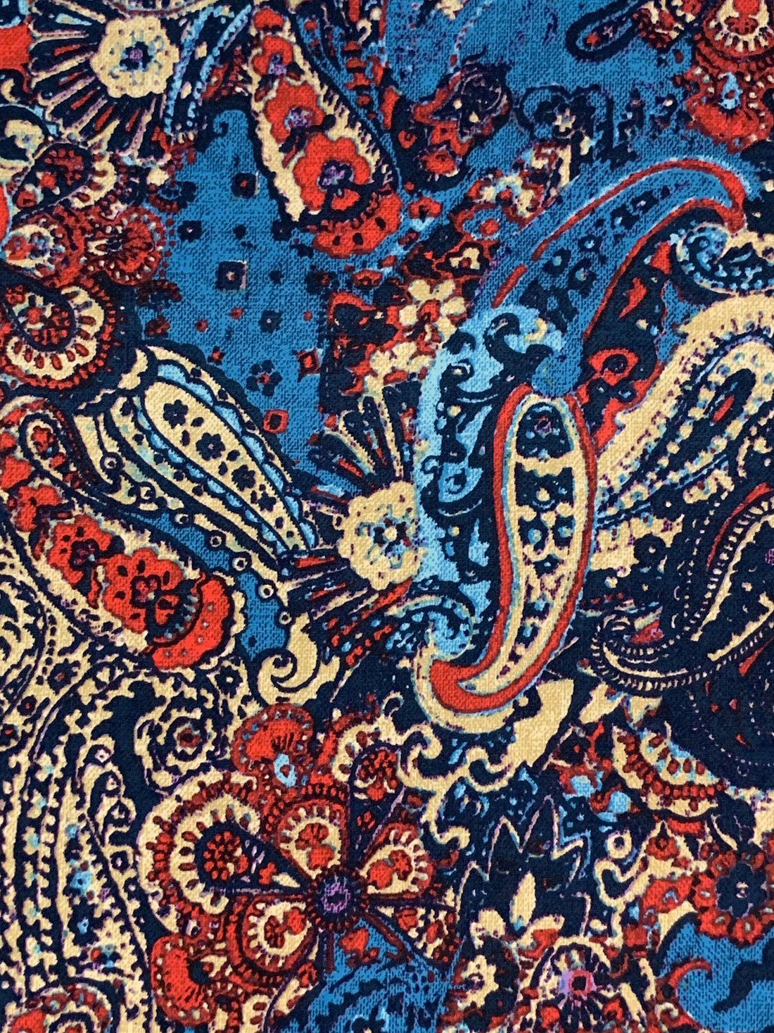 Steel Blue/Firebrick/Navy/Multi Polyester/Lycra Abstract Paisley Floral Print DTY Knit 57W