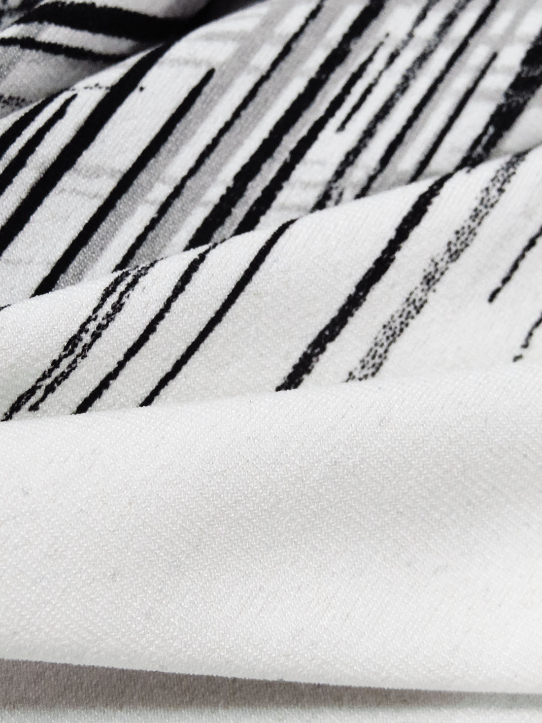 SOLD BY THE PANEL ONLY - Off-White/Black/Light Warm Gray Rayon/Lycra Hashmark Print Jersey Knit 55W