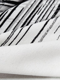 SOLD BY THE PANEL ONLY - Off-White/Black/Light Warm Gray Rayon/Lycra Hashmark Print Jersey Knit 55W