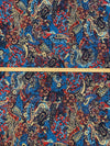 Steel Blue/Firebrick/Navy/Multi Polyester/Lycra Abstract Paisley Floral Print DTY Knit 57W