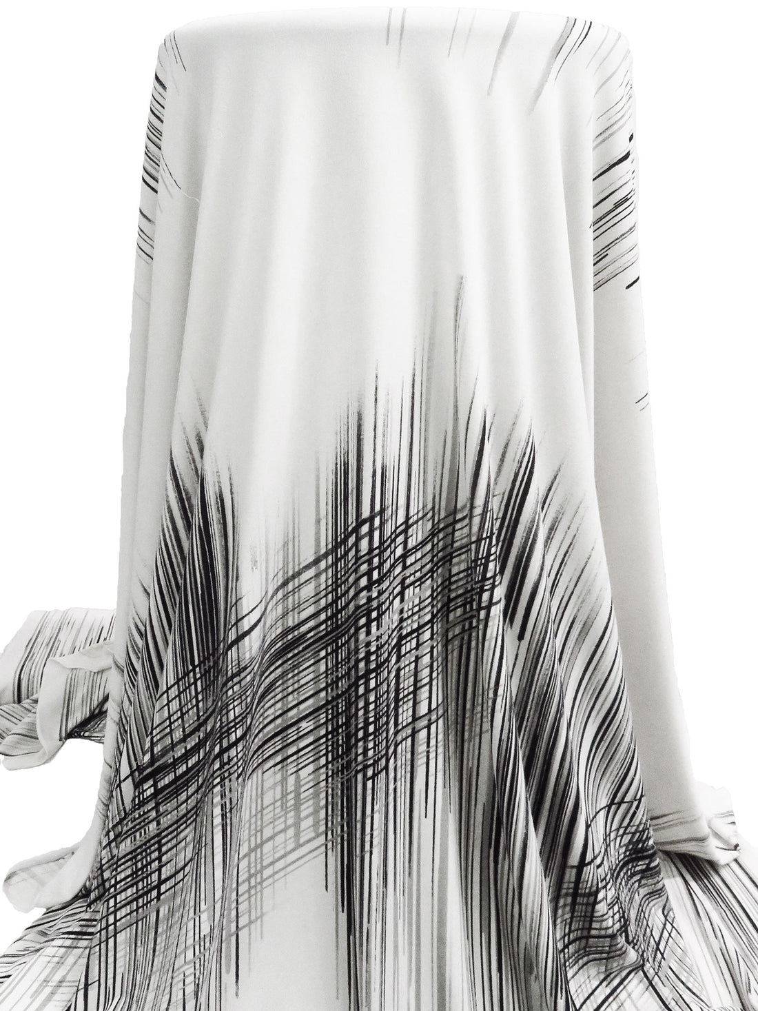 SOLD BY THE PANEL ONLY - Off-White/Black/Light Warm Gray Rayon/Lycra Hashmark Print Jersey Knit 55W