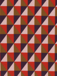 Scarlet/Olive Brown/Dusty Ballet/Midnight Blueberry Polyester/Lycra Geometric Triangle Print Crepe Mid-Weight Woven - NY Designer - 56W