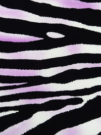 Black/White/Medium Orchid Polyester/Lycra Large Animal Print ITY Knit 56W