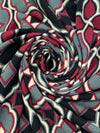 Claret/Black/Steel Teal Polyester/Lycra Medallion Print Double Brushed Knit 60W