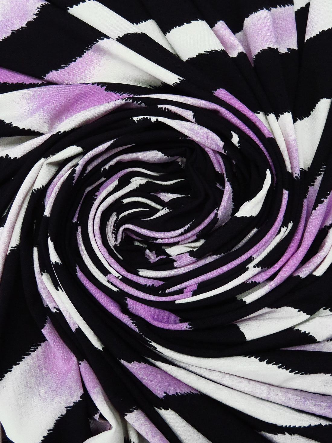 Black/White/Medium Orchid Polyester/Lycra Large Animal Print ITY Knit 56W