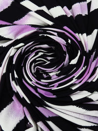 Black/White/Medium Orchid Polyester/Lycra Large Animal Print ITY Knit 56W