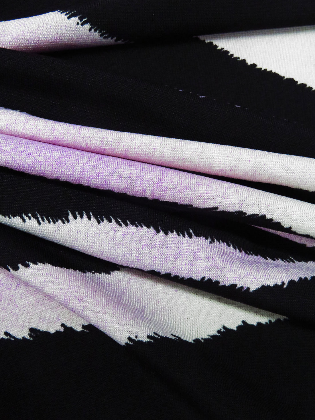 Black/White/Medium Orchid Polyester/Lycra Large Animal Print ITY Knit 56W