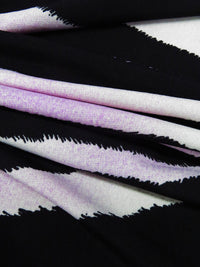 Black/White/Medium Orchid Polyester/Lycra Large Animal Print ITY Knit 56W