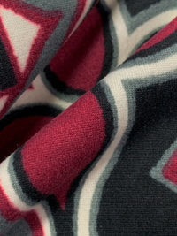 Claret/Black/Steel Teal Polyester/Lycra Medallion Print Double Brushed Knit 60W