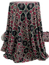 Claret/Black/Steel Teal Polyester/Lycra Medallion Print Double Brushed Knit 60W