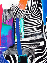 Radical Red/Persian Blue/Black/Multi Rayon/Lycra Abstract Print Jersey Knit 57W