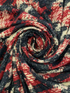 Antique Ruby/Muted Black/Off-White Polyester/Lycra Rugged Houndstooth Print Double Brushed Knit 59W