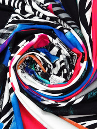 Radical Red/Persian Blue/Black/Multi Rayon/Lycra Abstract Print Jersey Knit 57W