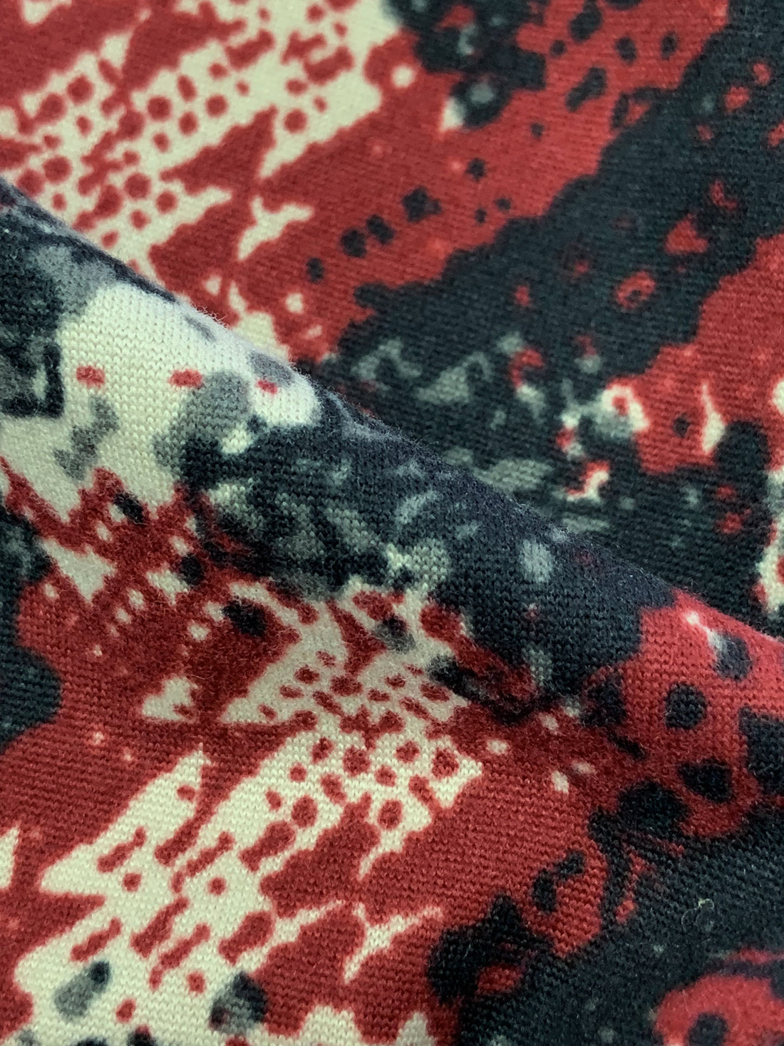 Antique Ruby/Muted Black/Off-White Polyester/Lycra Rugged Houndstooth Print Double Brushed Knit 59W