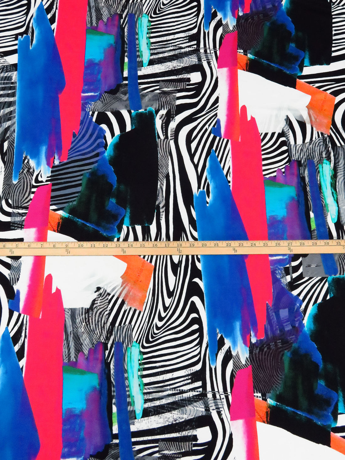 Radical Red/Persian Blue/Black/Multi Rayon/Lycra Abstract Print Jersey Knit 57W