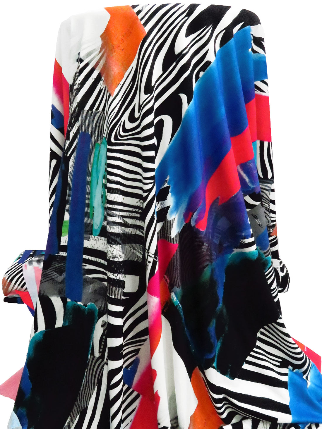 Radical Red/Persian Blue/Black/Multi Rayon/Lycra Abstract Print Jersey Knit 57W