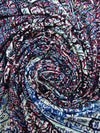 Cerulean Frost/Dark Burgundy/Black/Multi Polyester/Lycra Double Border Mirrored Ornate Tile Work Print DTY Knit 58W