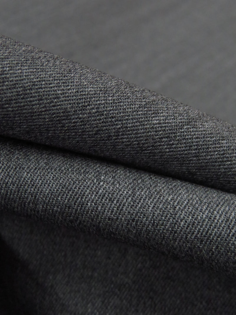 Steel Gray 100% Worsted Wool Twill Suiting - NY Designer - 62W