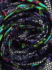 Dark Purple/Black/Dark Turquoise/Multi Polyester/Lycra Belts On Abstract Animal Print ITY Knit 56W