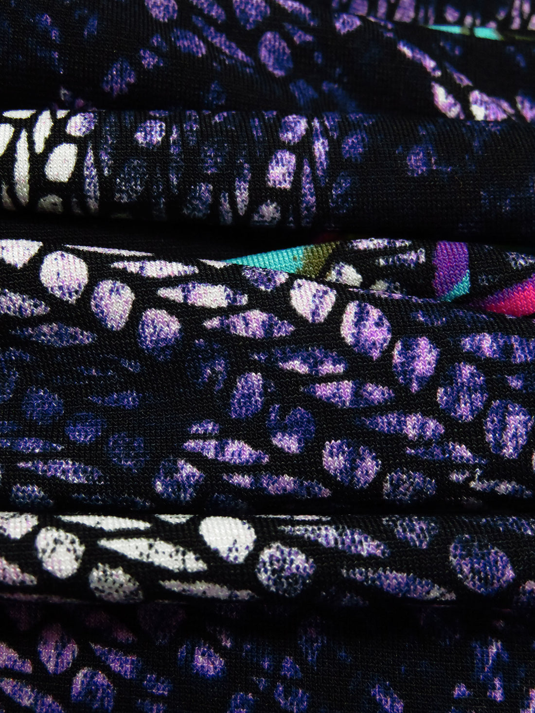 Dark Purple/Black/Dark Turquoise/Multi Polyester/Lycra Belts On Abstract Animal Print ITY Knit 56W