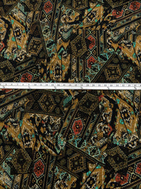 Burnt Umber/Golden Brown/Black/Multi Polyester/Lycra Tribal Patchwork Print DTY Knit 58W