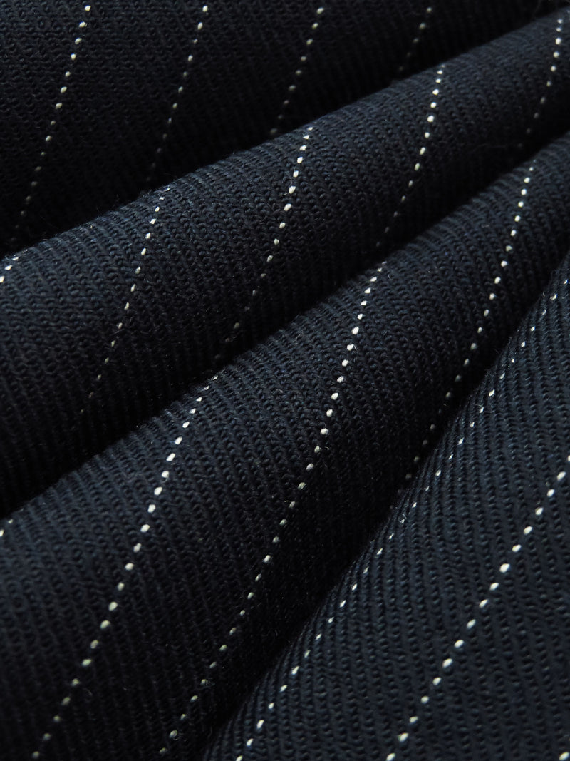 Navy/White Wool/Polyester/Lycra Vertical Pinstripe Suiting - NY Designer - 56W