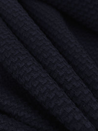 Navy Cotton/Polyester/Lycra Diagonal Zig-Zag Jacquard Double Knit - NY Designer - 50W