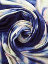 Dark Indigo/White/Bubblegum Pink/Multi Rayon/Lycra Tie-Dye Look Print Jersey Knit 54W