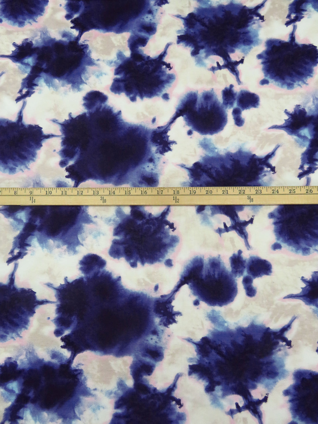 Dark Indigo/White/Bubblegum Pink/Multi Rayon/Lycra Tie-Dye Look Print Jersey Knit 54W
