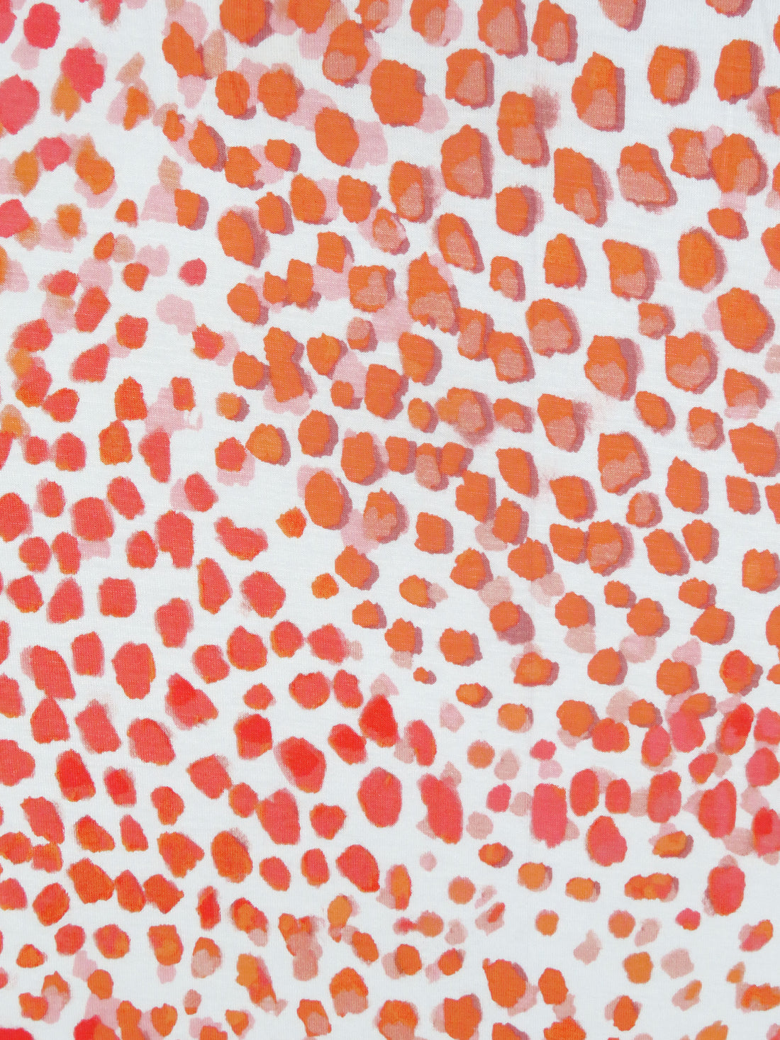 White/Light Carmine Pink/Washed-Out Persimmon/Multi Rayon/Lycra Abstract Watercolor Dot Print Jersey Knit 68W