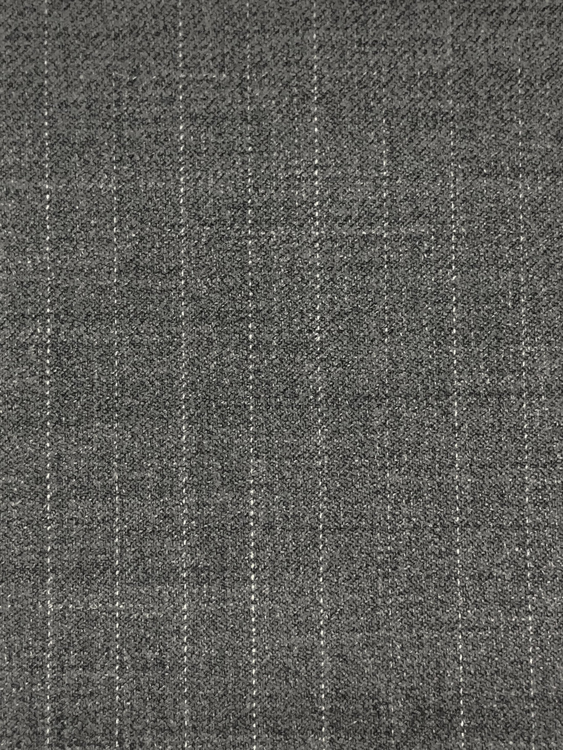 Heathered Gray/Off-White Wool/Polyester/Lycra Vertical Pinstripe Twill Weave Suiting - NY Designer - 56W