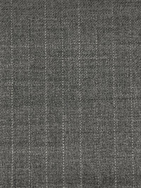 Heathered Gray/Off-White Wool/Polyester/Lycra Vertical Pinstripe Twill Weave Suiting - NY Designer - 56W