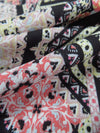 Coral/Pale Citron/Mauve Pink/Multi 100% Rayon Vertical Geometric Stripe Print Crinkle Challis 50W