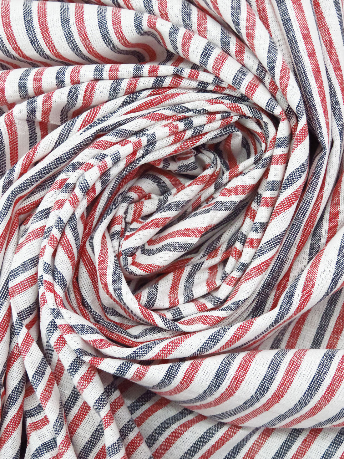 White/Crimson/Midnight Navy Cotton/Linen Vertical Stripe Weave Shirt Weight Woven 57W