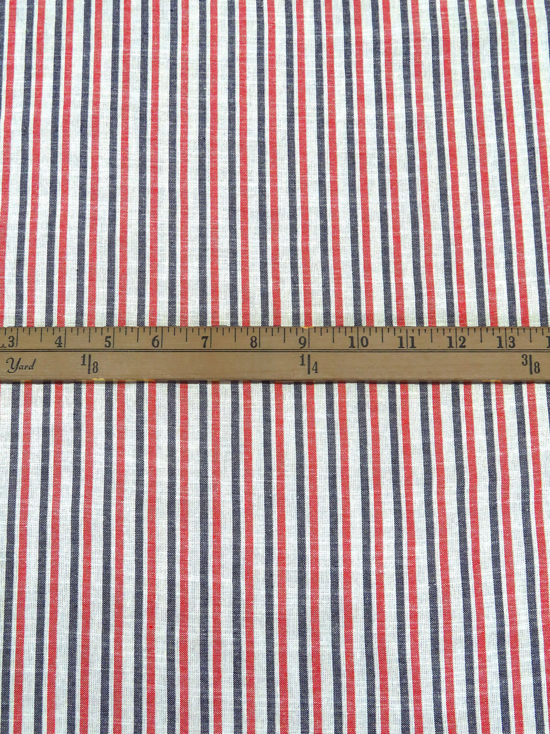 White/Crimson/Midnight Navy Cotton/Linen Vertical Stripe Weave Shirt Weight Woven 57W
