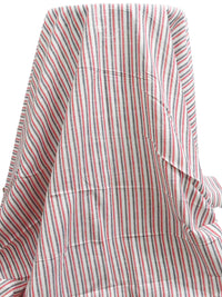White/Crimson/Midnight Navy Cotton/Linen Vertical Stripe Weave Shirt Weight Woven 57W