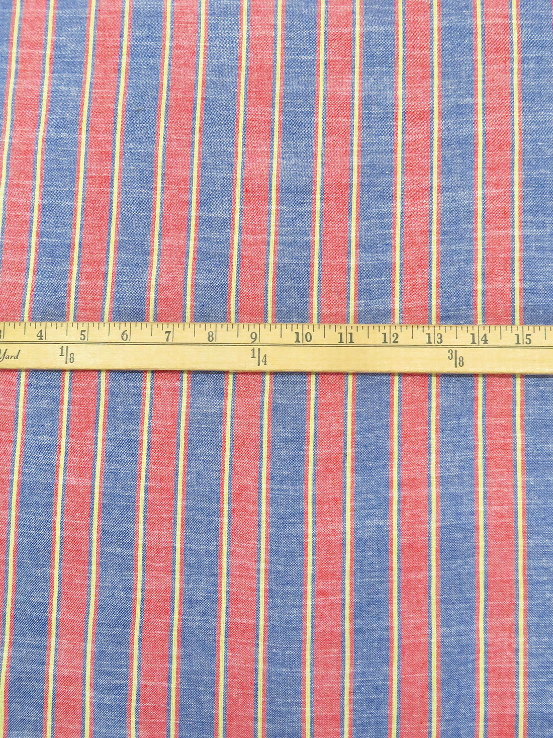 White/Dark Blue/Scarlet/Multi 100% Cotton Vertical Stripe Weave Shirt Weight Woven 58W