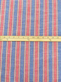 White/Dark Blue/Scarlet/Multi 100% Cotton Vertical Stripe Weave Shirt Weight Woven 58W