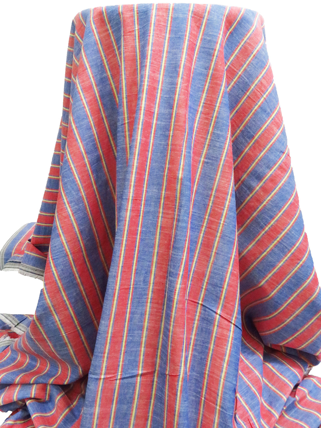 White/Dark Blue/Scarlet/Multi 100% Cotton Vertical Stripe Weave Shirt Weight Woven 58W
