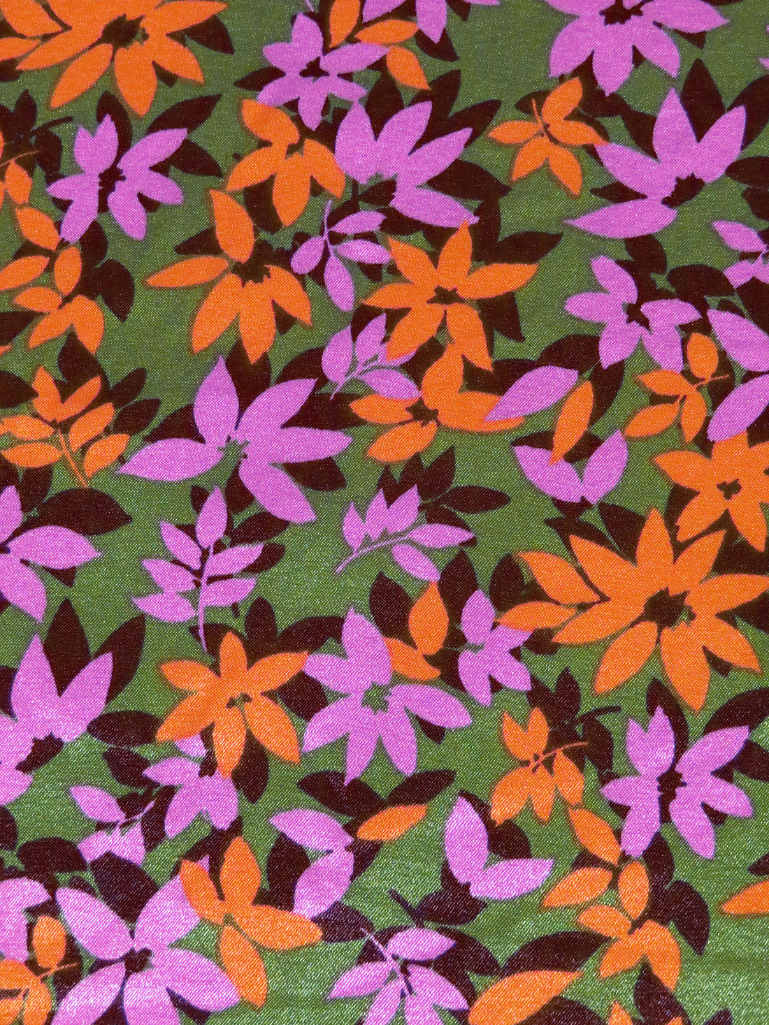 Olive/Orange/Dark Maroon/Multi Polyester/Lycra Floral Print Stretch Charmeuse 58W