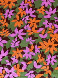 Olive/Orange/Dark Maroon/Multi Polyester/Lycra Floral Print Stretch Charmeuse 58W