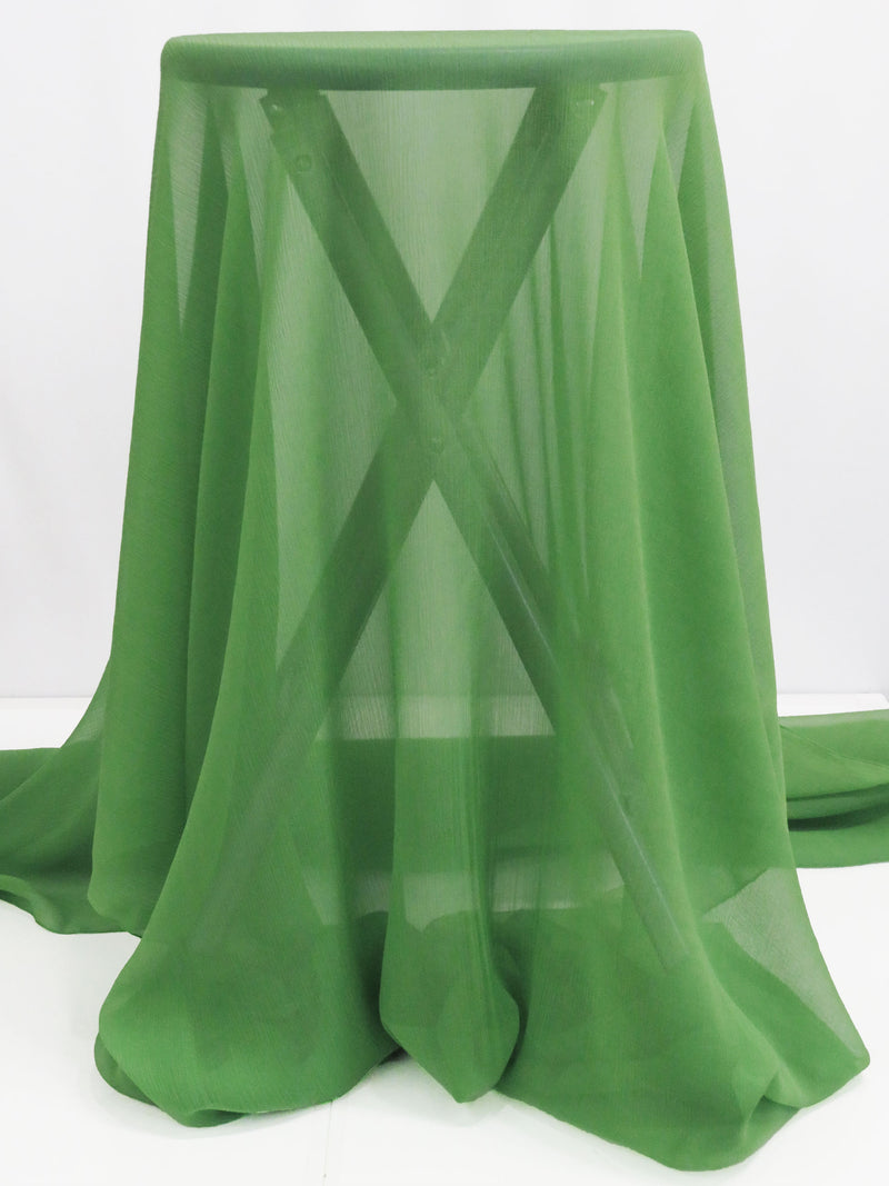 Irish Green 100% Silk Crinkle Chiffon 42W