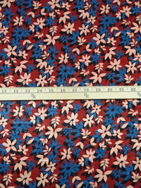 Falu Red/Dark Cerulean/Light Apricot/Multi Polyester/Lycra Floral Print Stretch Charmeuse 58W