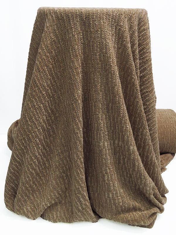 Wicker Brown 100% Polyester Chenille Sweater Knit - NY Designer - 52W